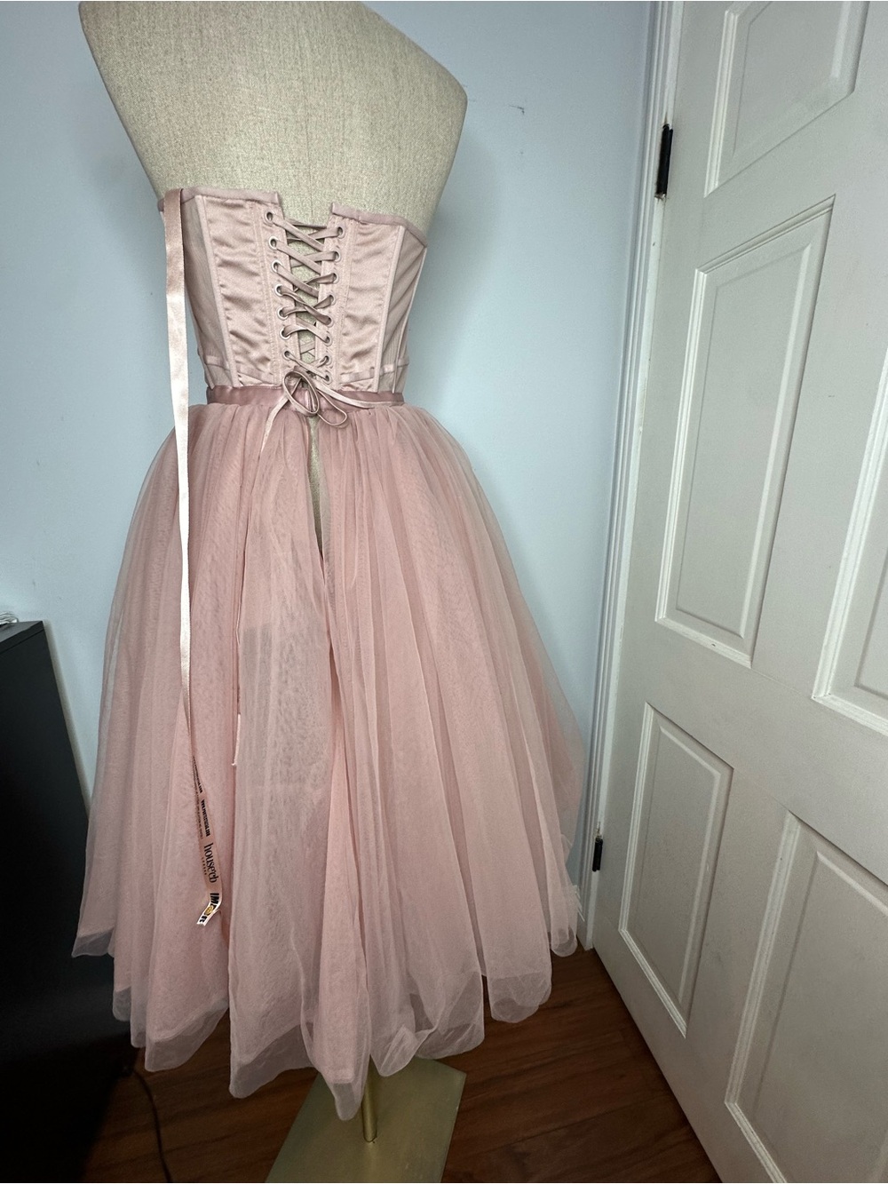 House of CB Darling French Rose Tulle Midi Dress, a strapless size small - Picture 4 of 15